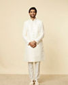 alt message - Manyavar Men Warm White Sequined Sherwani Set image number 2