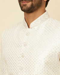 Manyavar Men Warm White Sequined Sherwani Set
