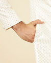 Manyavar Men Warm White Sequined Sherwani Set
