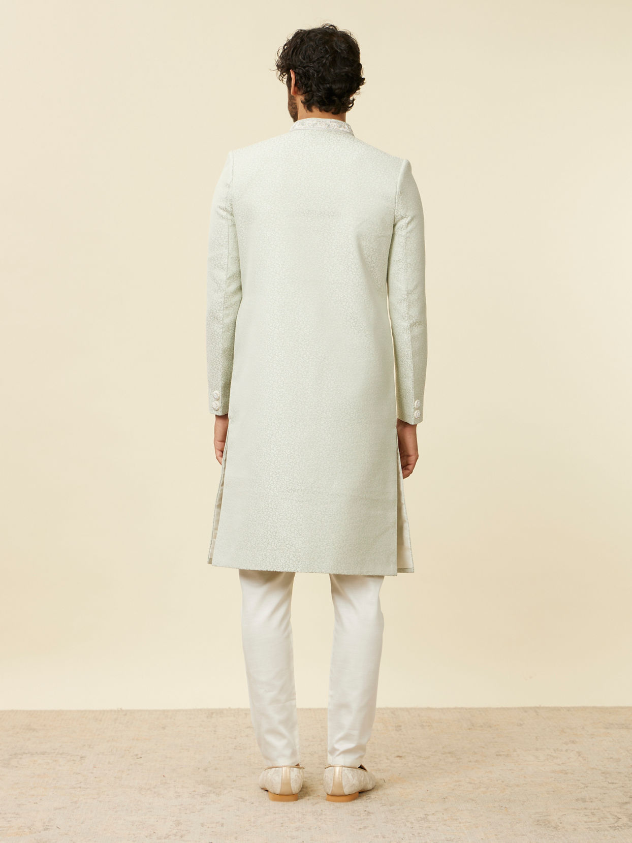Manyavar Men Light Mid Green Achkan Style Sherwani Set