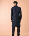 Manyavar Men Velvet Royalty Blue Sherwani