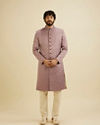 Manyavar Men Bright Lilac Floral Buta Patterned Sherwani Set with Rhinestone Work