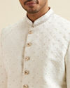 Manyavar Men White Buta Jaal Patterned Sherwani Set image number 1