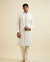 Manyavar Men White Buta Jaal Patterned Sherwani Set