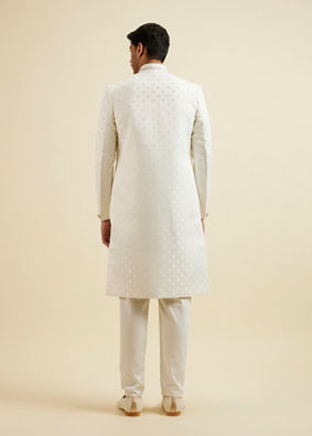 Manyavar Men White Buta Jaal Patterned Sherwani Set image number 4