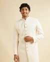 Manyavar Men Warm White Diamond Buta Patterned Sherwani Set