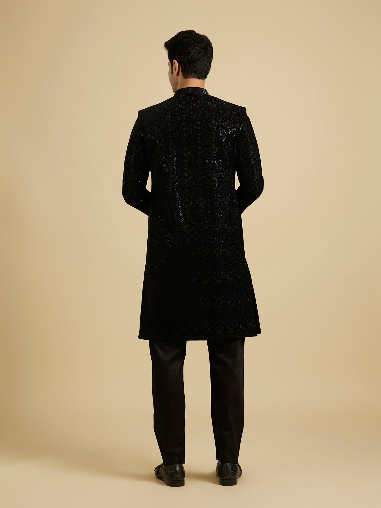 Manyavar Men Blue Velvet Charm Sherwani