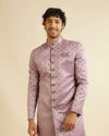 Purple Floral Jaal Patterned Sherwani Set