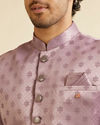 Manyavar Men Purple Floral Jaal Patterned Sherwani Set