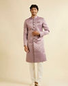 Manyavar Men Purple Floral Jaal Patterned Sherwani Set