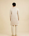 Manyavar Men Soft Beige Jaal Medallion Patterned Sherwani Set with Rhinestone Work
