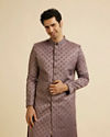 Purple Floral Buta Motif Sherwani Set