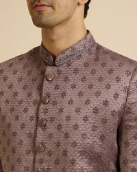 Manyavar Men Purple Floral Buta Motif Sherwani Set