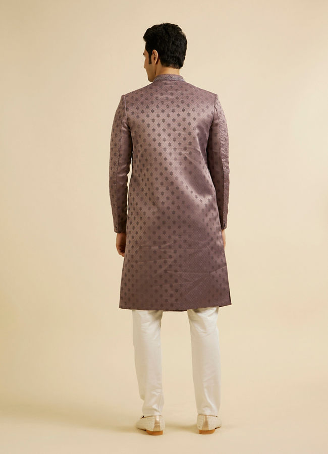 Manyavar Men Purple Floral Buta Motif Sherwani Set