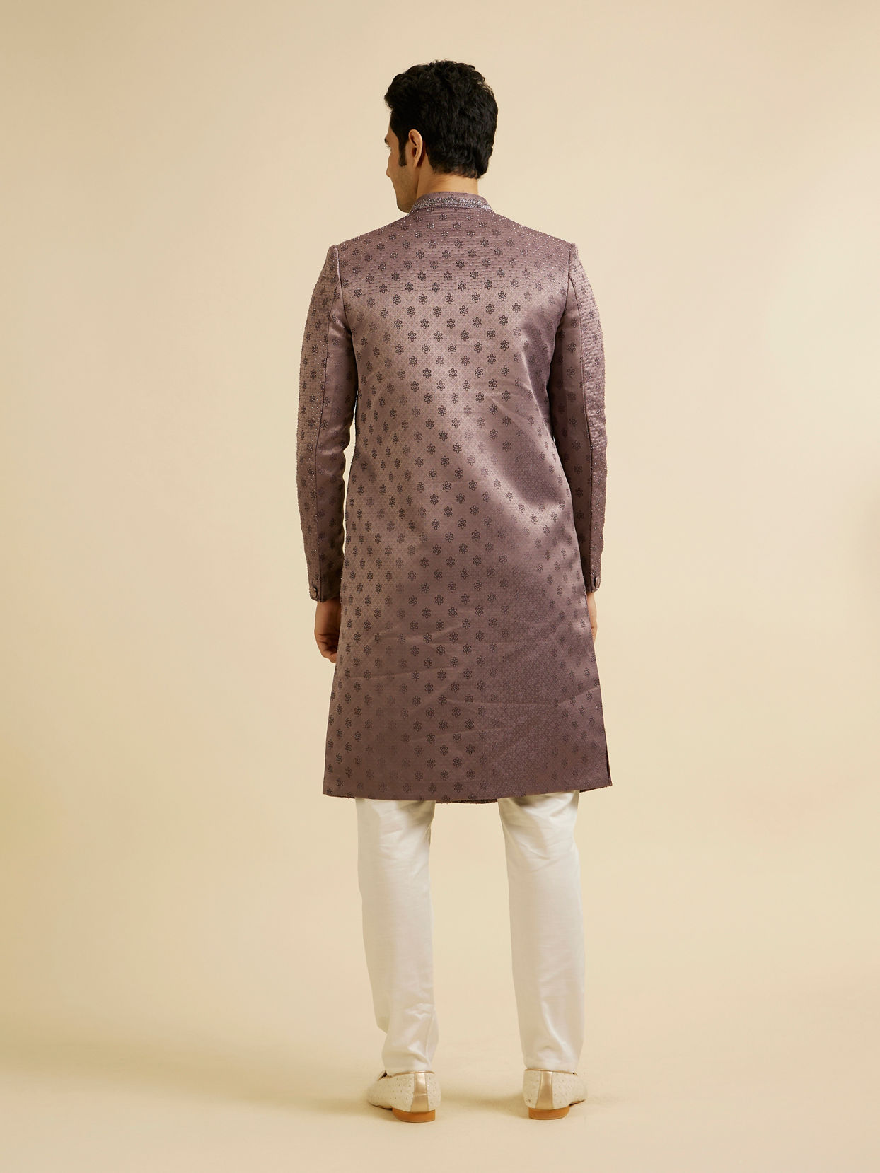 Manyavar Men Purple Floral Buta Motif Sherwani Set