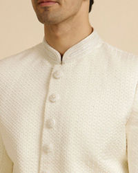 Manyavar Men Warm White Stone Work Wedding Sherwani