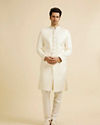 Manyavar Men Warm White Stone Work Wedding Sherwani