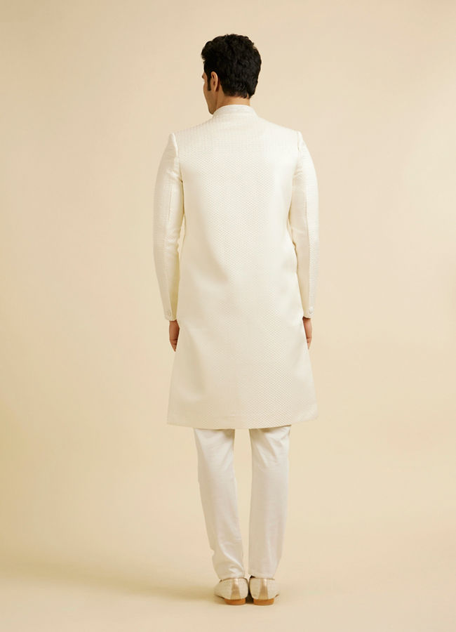 Manyavar Men Warm White Stone Work Wedding Sherwani
