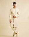 Manyavar Men Cream Jaal Patterned Sequinned Sherwani Set