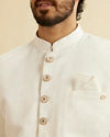 Manyavar Men Warm White Leaf Patterned Sherwani Set