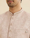 Manyavar Men Dusty Pink Paisley Jaal Patterned Sherwani Set with Embellished Collar