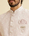 Manyavar Men Dusty Pink Paisley Patterned Sherwani Set with Rhinestone Buttons