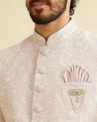 Manyavar Men Dusty Pink Paisley Patterned Sherwani Set with Rhinestone Buttons