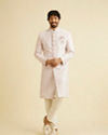 Manyavar Men Dusty Pink Paisley Patterned Sherwani Set with Rhinestone Buttons
