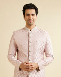 Manyavar Men Dusty Pink Medallion Patterned Sherwani Set