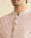 alt message - Manyavar Men Dusty Pink Medallion Patterned Sherwani Set image number 1