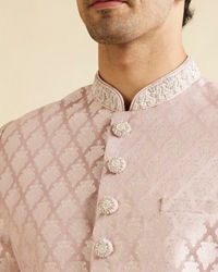 Manyavar Men Dusty Pink Medallion Patterned Sherwani Set