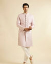 Manyavar Men Dusty Pink Medallion Patterned Sherwani Set