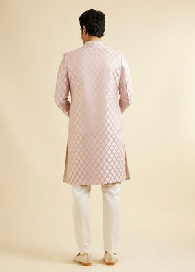 alt message - Manyavar Men Dusty Pink Medallion Patterned Sherwani Set image number 3