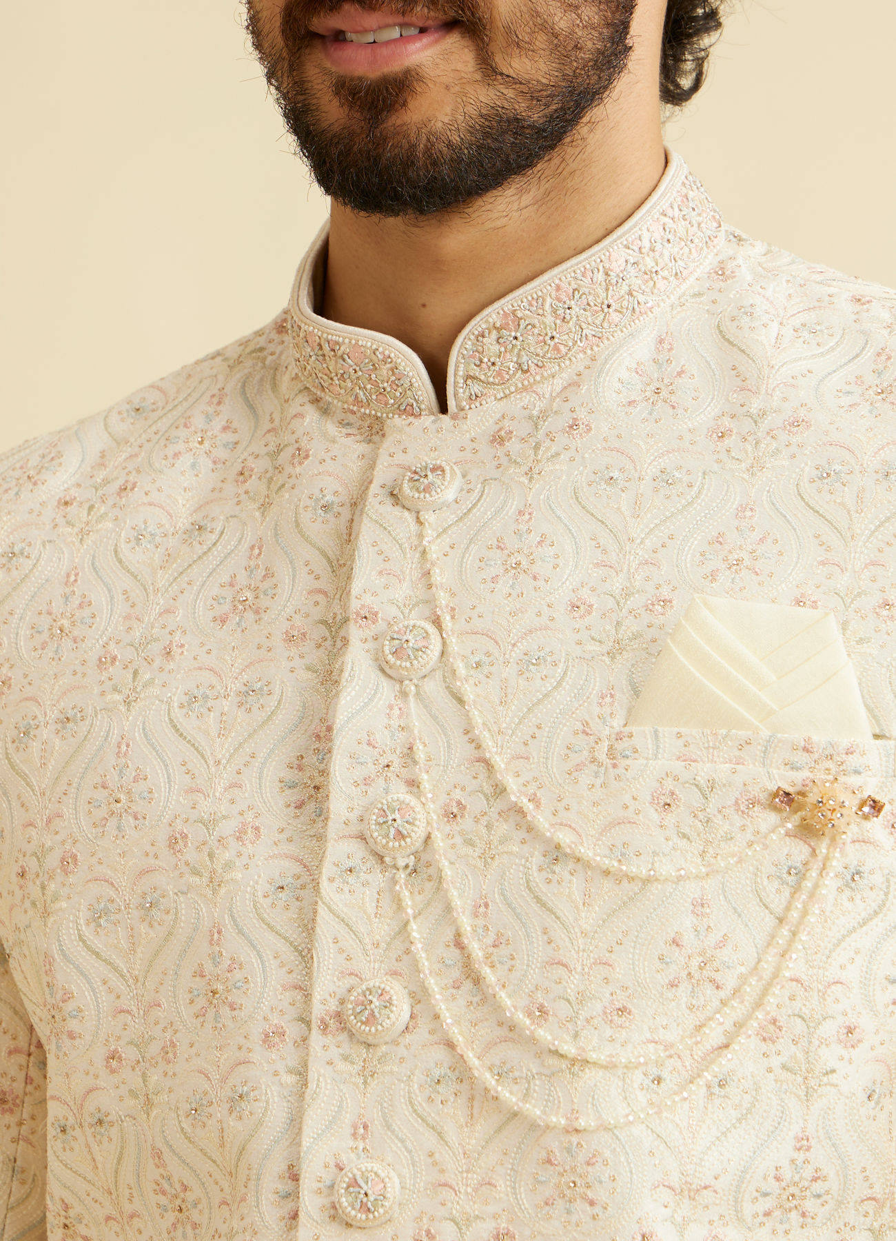 Manyavar Men Regal Cream Elegance Sherwani