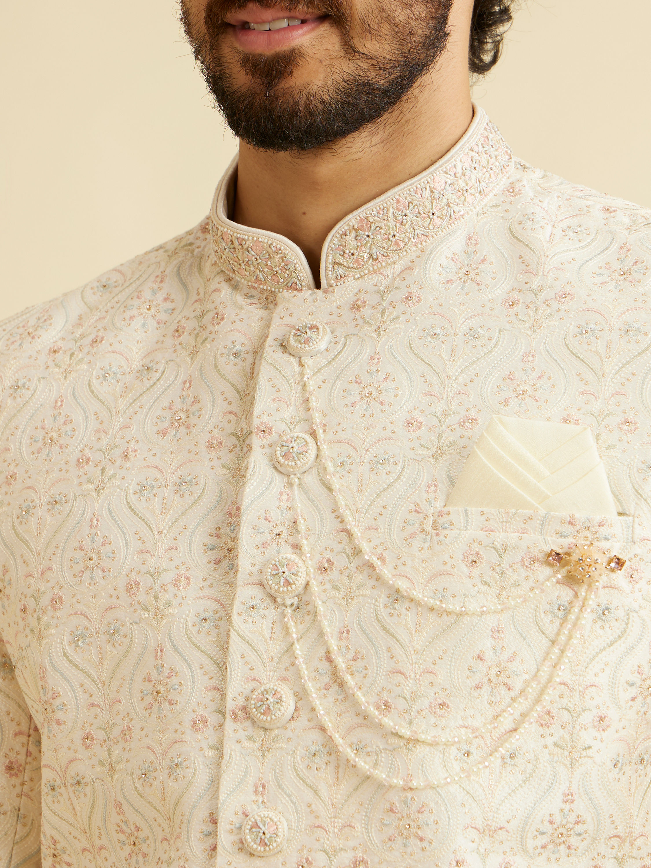 Manyavar Men Regal Cream Elegance Sherwani