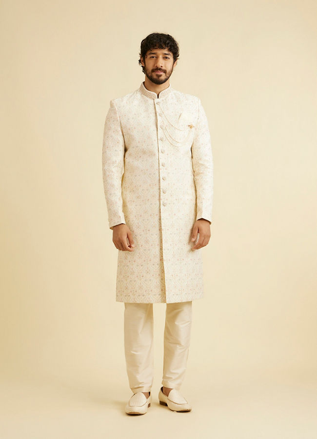 alt message - Manyavar Men Regal Cream Elegance Sherwani image number 2