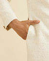 Manyavar Men Warm White Ogee Jaal Patterned Sherwani Set