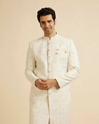 Manyavar Men Regal Cream Wedding Sherwani