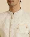 alt message - Manyavar Men Regal Cream Wedding Sherwani image number 1