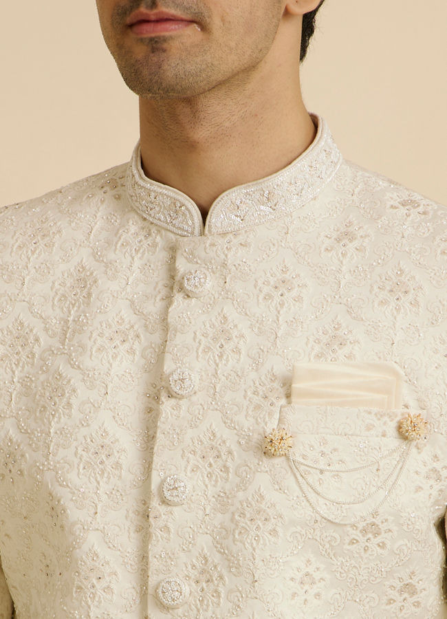 Manyavar Men Regal Cream Wedding Sherwani
