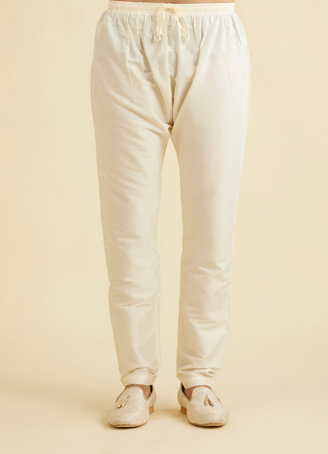 Manyavar Men Soft Beige Lattice Patterned Sherwani Set with Sequin Work