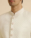 alt message - Manyavar Men Embroidered Brocade Sherwani Warm White image number 1