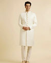 Manyavar Men Embroidered Brocade Sherwani Warm White