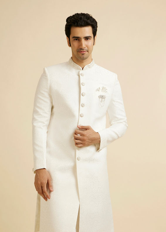 Manyavar Men Ethereal White Sherwani