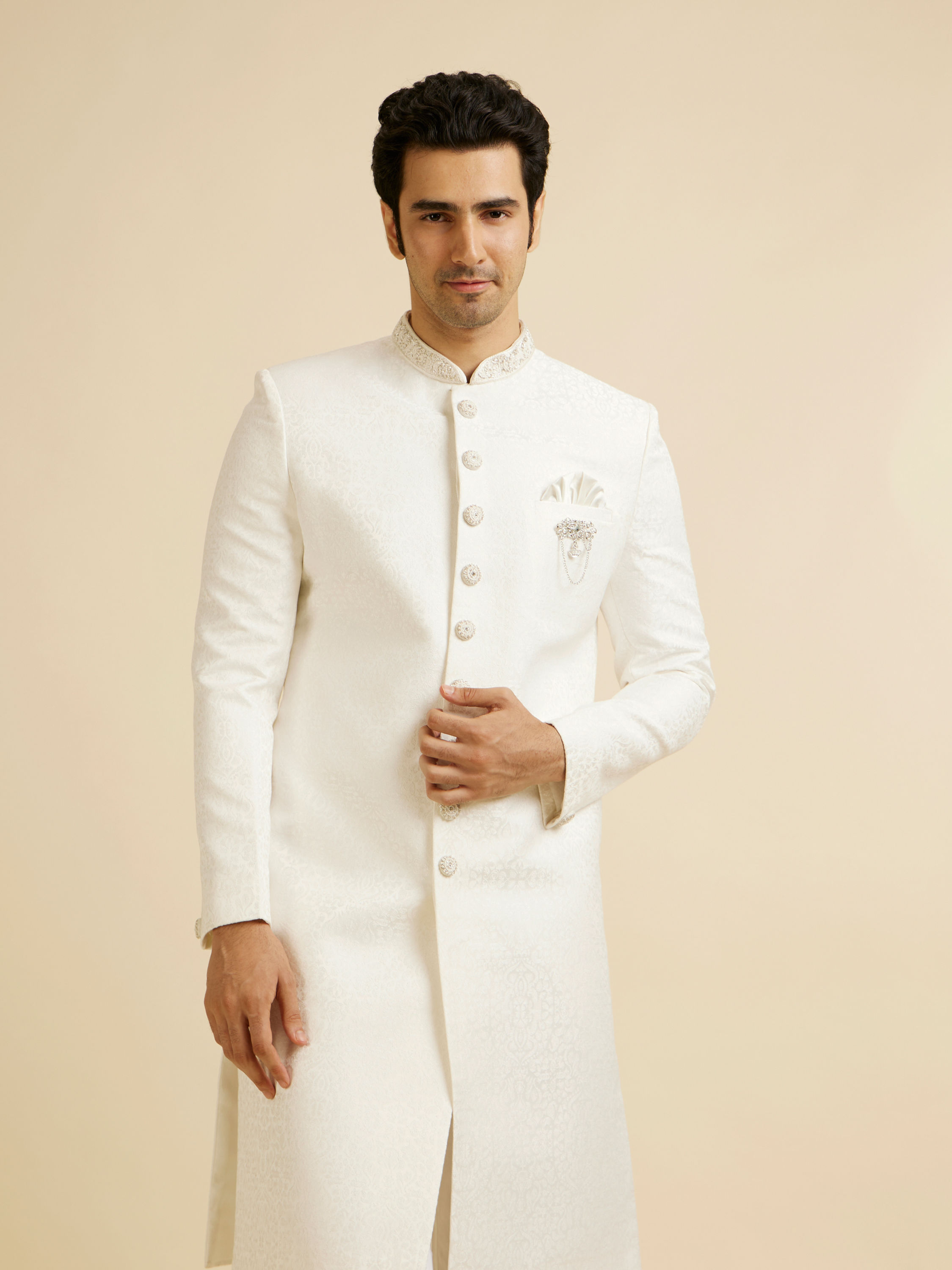 Manyavar Men Ethereal White Sherwani