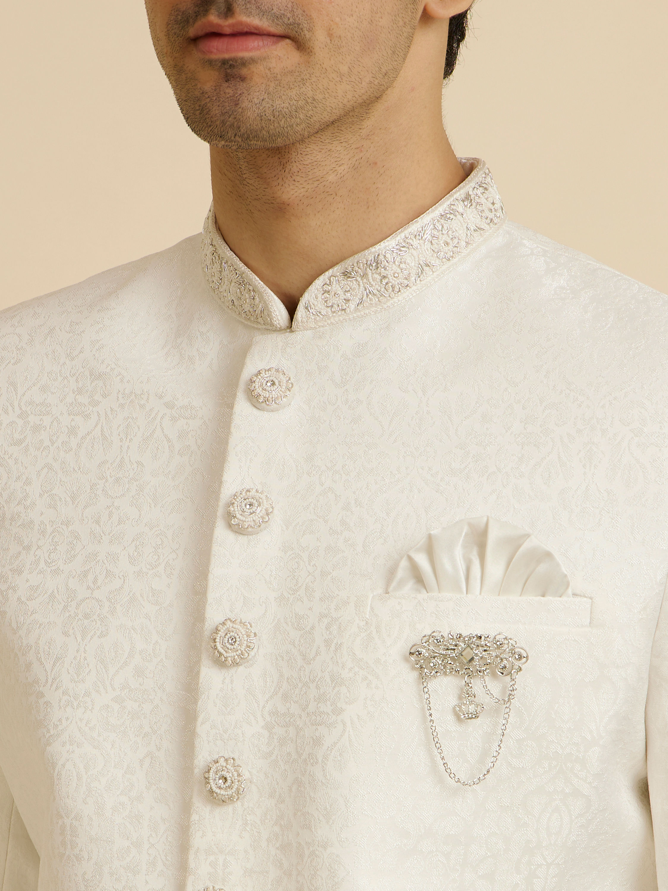 Manyavar Men Ethereal White Sherwani