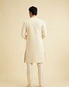 Manyavar Men Cream White Jaal Patterned Sherwani Set with Sequin Work