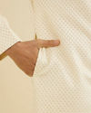 Manyavar Men Cream White Buta Jaal Patterned Sherwani Set