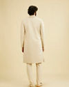 Manyavar Men Cream Beige Jaal Leaf Patterned Sherwani Set with Sequin Work