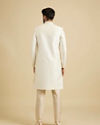 Manyavar Men Warm White Mirror Embellished Sherwani Set with Leaf Motifs
